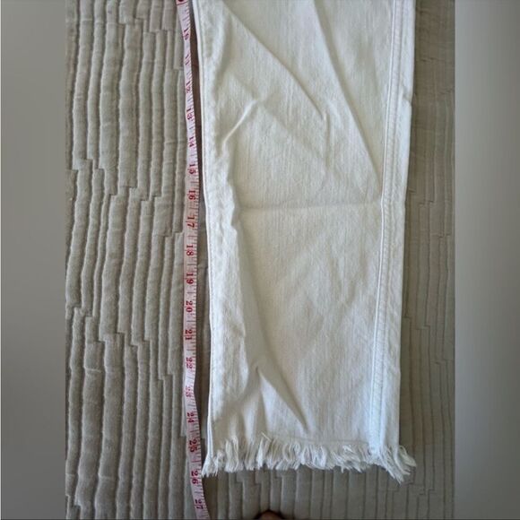 7 For All Mankind New High Waist Straight Leg Raw Hem Jeans White Size 31 - Picture 8 of 12